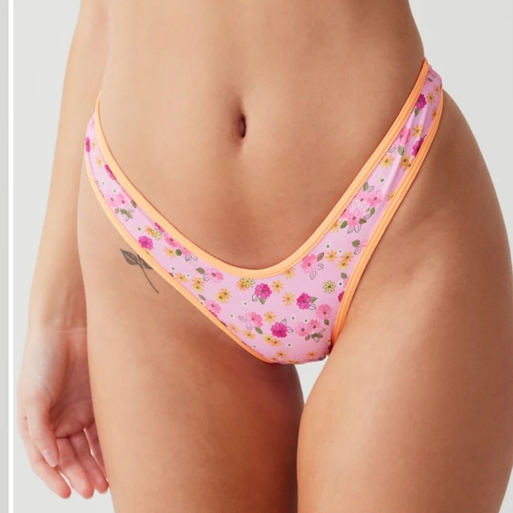 New!Frankie's Bikinis Full Moon Floral Micro Bikini Bottom